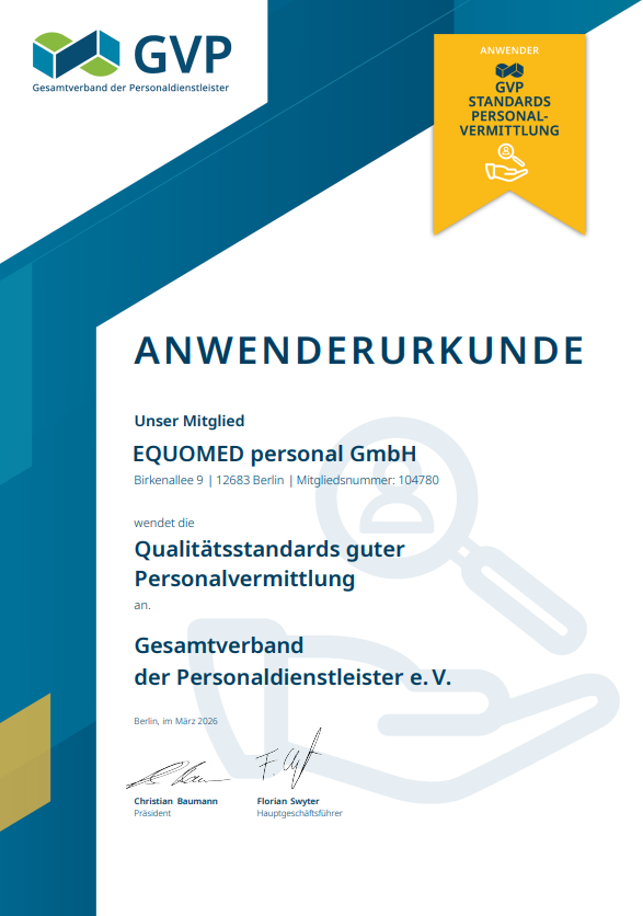 GVP-Mitgliedsurkunde für EQUO*MED — Seite 3 von 3